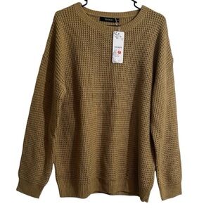 TECREW Waffle Knit Sweater Size XL Round Neck Pullover Women’s NWT